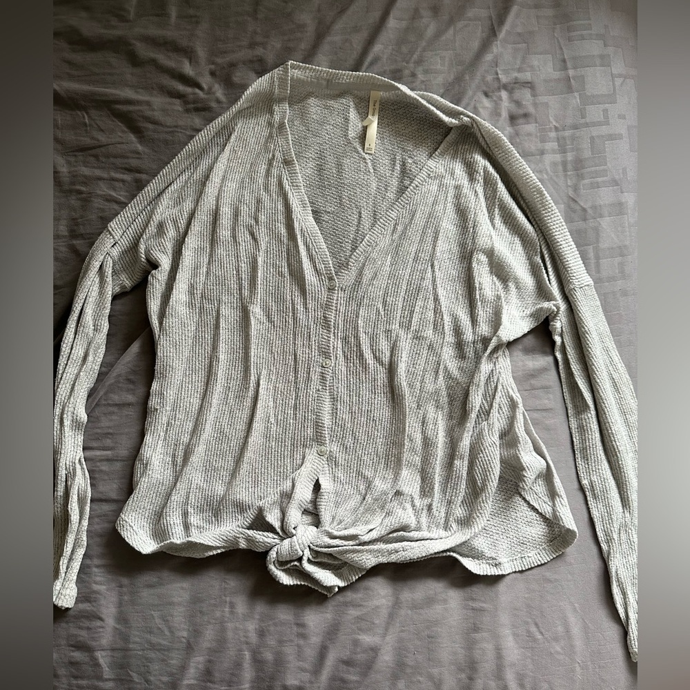 Babaton tie up long sleeve knit shirt